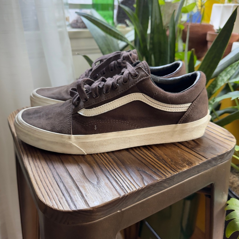 Vans Brown and White Old Skool Sneakers